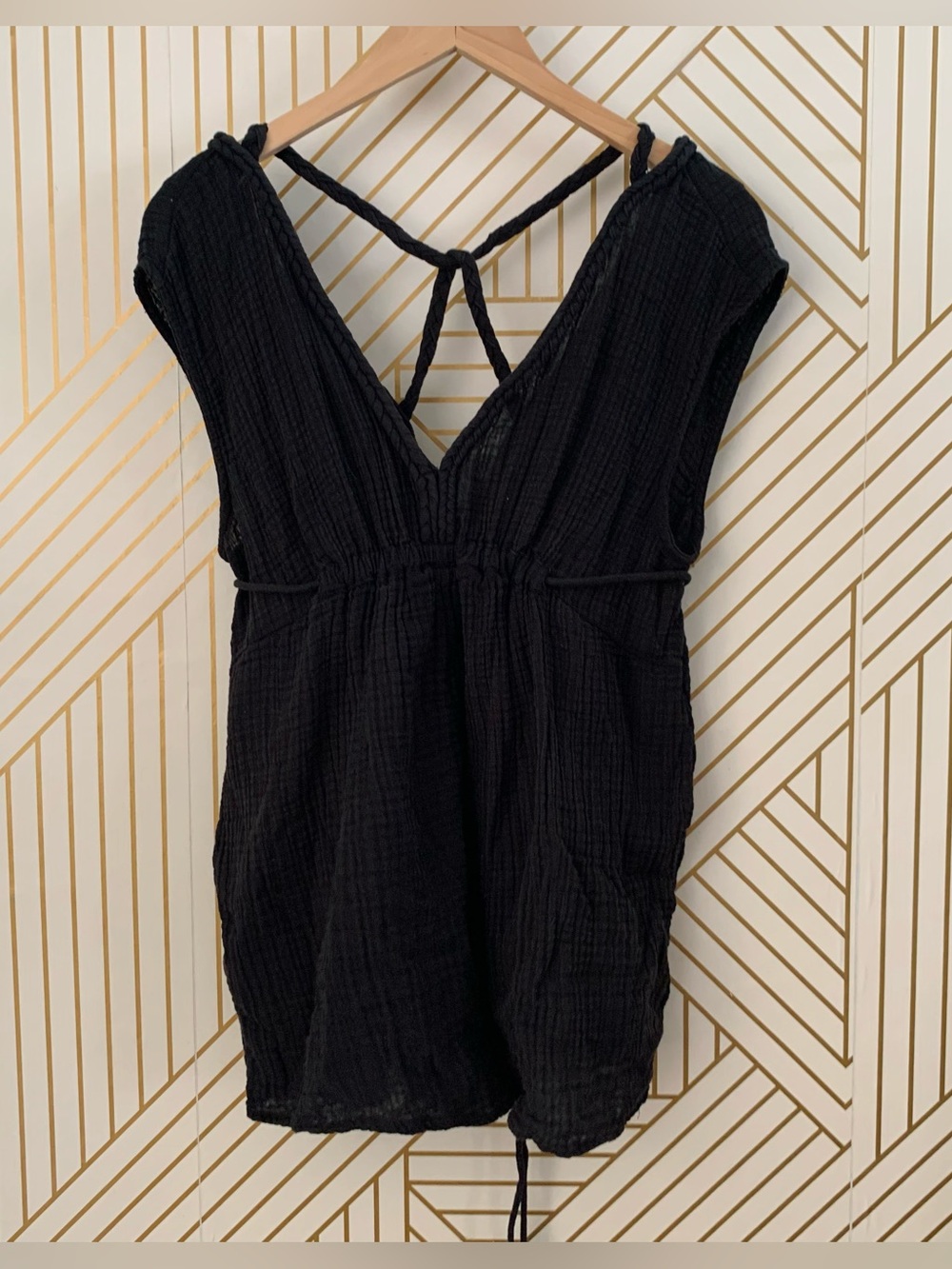 Anthropologie Molly Braided Cover Up Romper criss cross Strappy cut out cotton